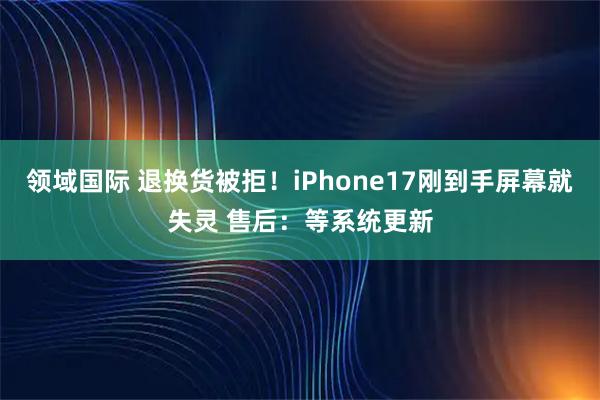 领域国际 退换货被拒！iPhone17刚到手屏幕就失灵 售后：等系统更新