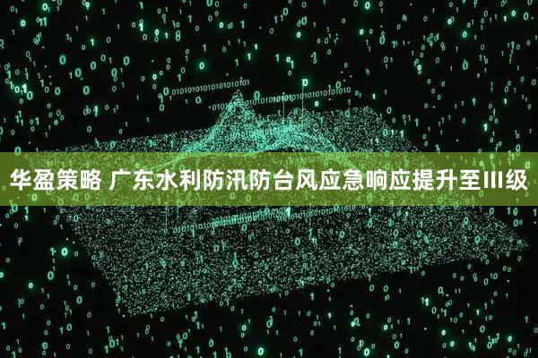 华盈策略 广东水利防汛防台风应急响应提升至Ⅲ级